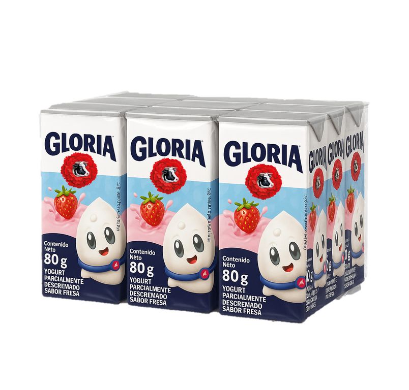 Yogurt para Niños Gloria Fresa Sixpack Caja 80 g