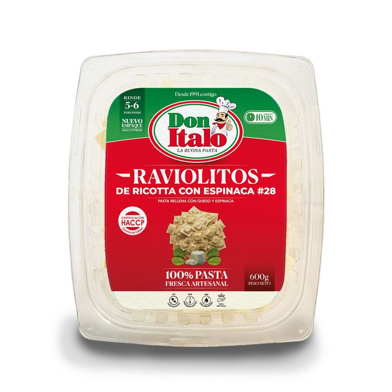 Raviolitos de Ricotta y Espinaca Don Italo Bolsa 600 g