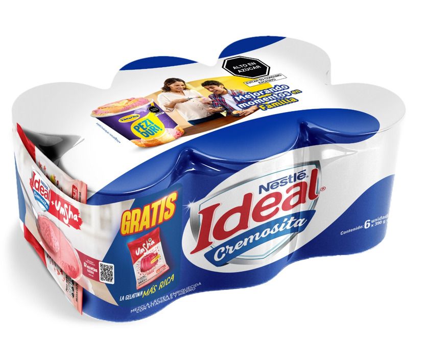 Leche Ideal Cremosita Pack 6 Und + Gelatina Umsha Bolsa 120 g