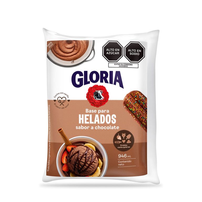 Base para Helado Gloria Sabor Chocolate Envase 946 mL