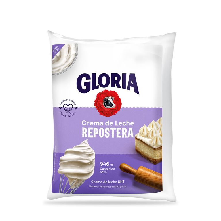 Crema de Leche Repostera Gloria Bolsa 946 ml