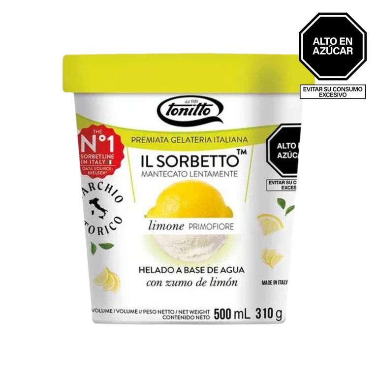 Helado Tonitto Il Sorbetto Sabor a Limón Pote 500 mL