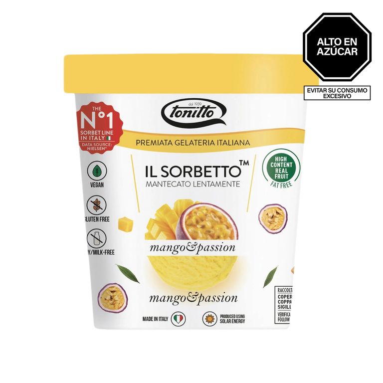 Helado Tonitto Il Sorbetto Sabor a Mango y Maracuyá Pote 500 mL