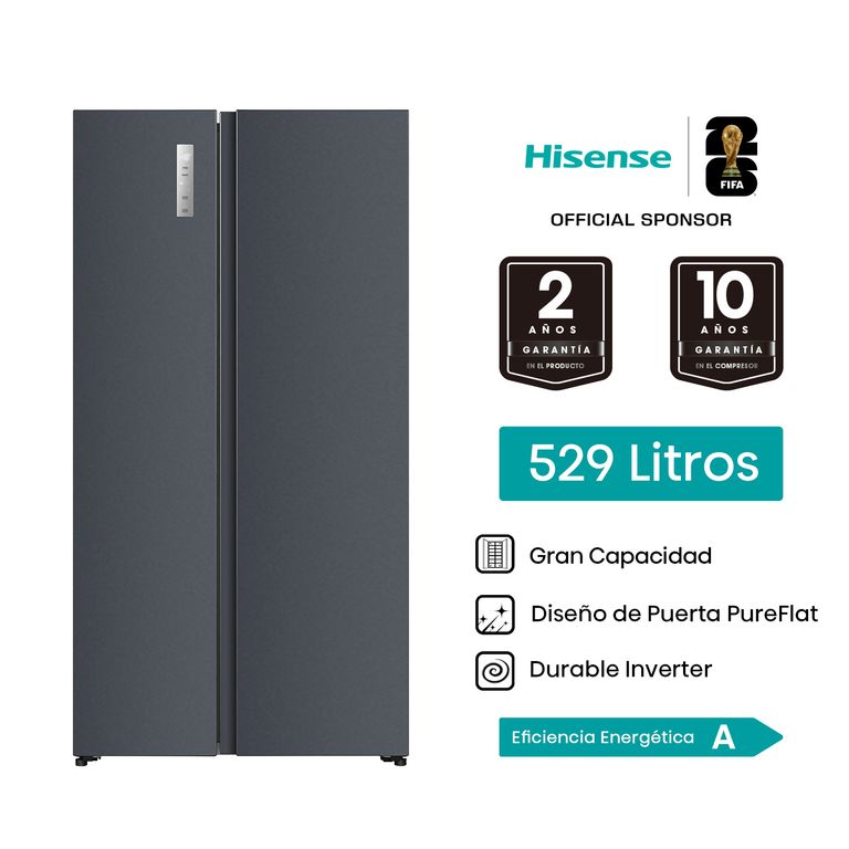 Refrigeradora Hisense Side By Side RS3P558ESA 529L No Frost