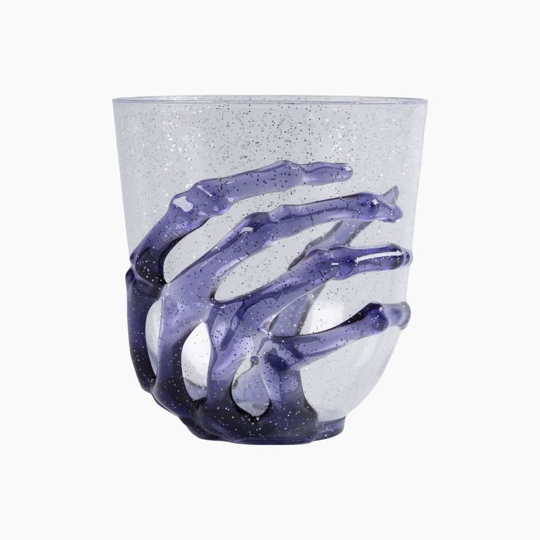 Vaso Plástico Mano Tenebrosa Lila Halloween 420 mL