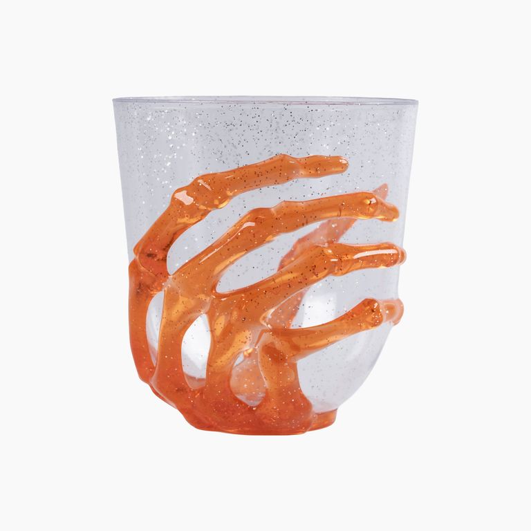 Vaso Plástico Mano Tenebrosa Naranja Halloween 420 mL