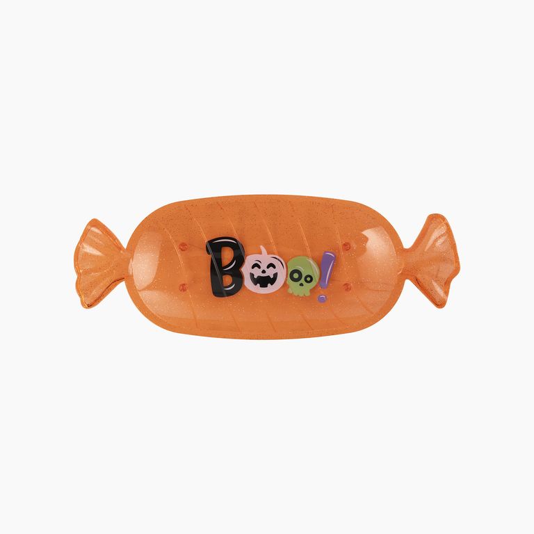 Fuente Caramelo Plástico Halloween Naranja 35 Cm