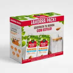 NATURE'S HEART - Bebida de Almendra Sin Azúcar Nature Heart Pack 2 Botellas 946 mL + Vaso