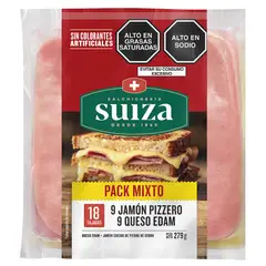 SALCHICHERIA SUIZA - Pack Mixto Suiza Jamón Americano y Queso Edam Empaque 279 g
