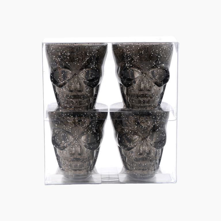 Set 4 Shots Calavera Fancy Glitter Halloween 340 mL