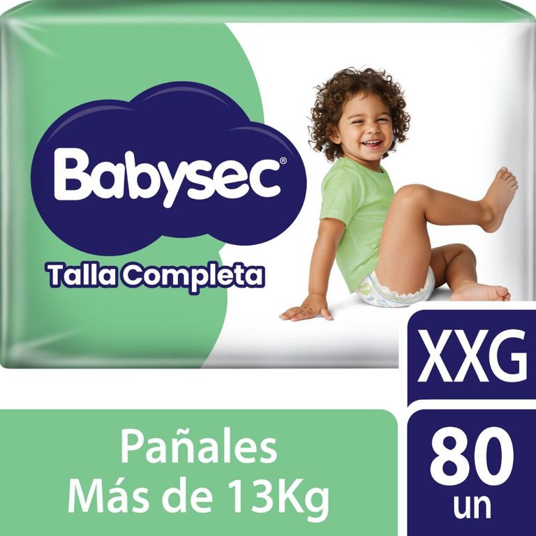 Pañal Babysec Talla Completa XXG Empaque 80 Und