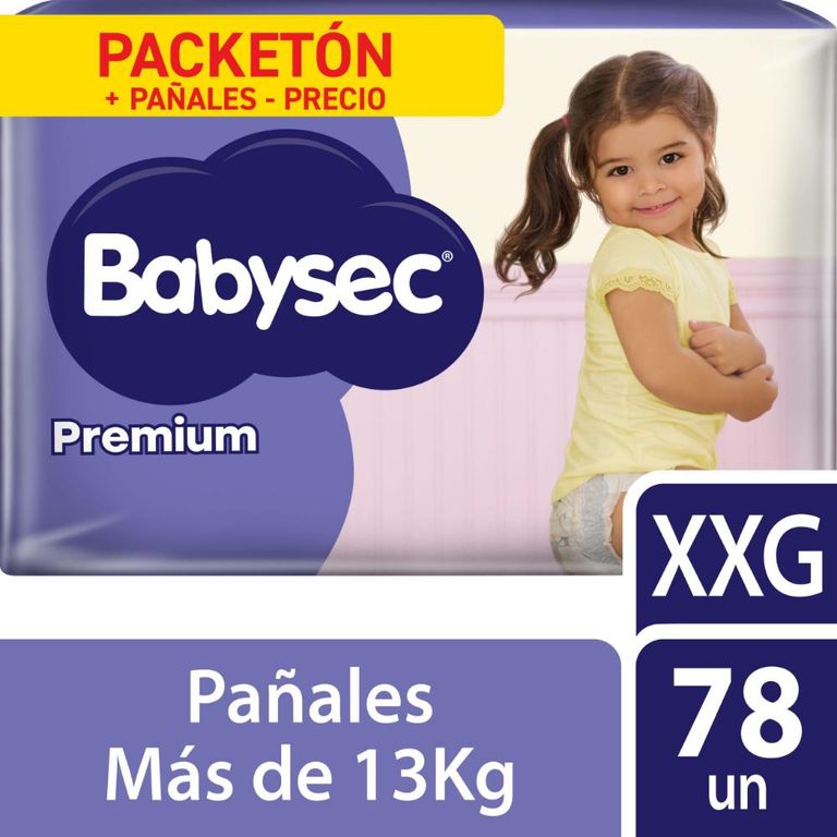 Pañal Babysec Premium Talla XXG Empaque 78 Und