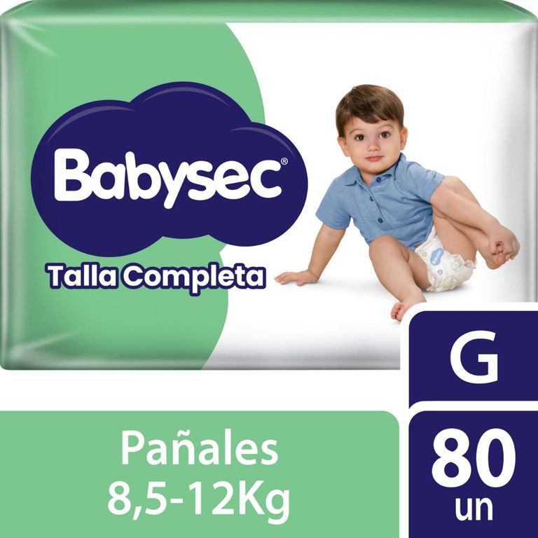 Pañal Babysec Talla Completa G Empaque 80 Und