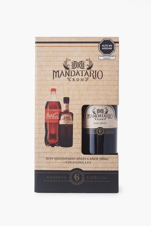 Pack Ron Mandatario Botella 700 mL  + Coca Cola Botella 1.5 L