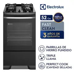 ELECTROLUX - Cocina a Gas Electrolux 4 Hornillas Triple Llama 52Cm