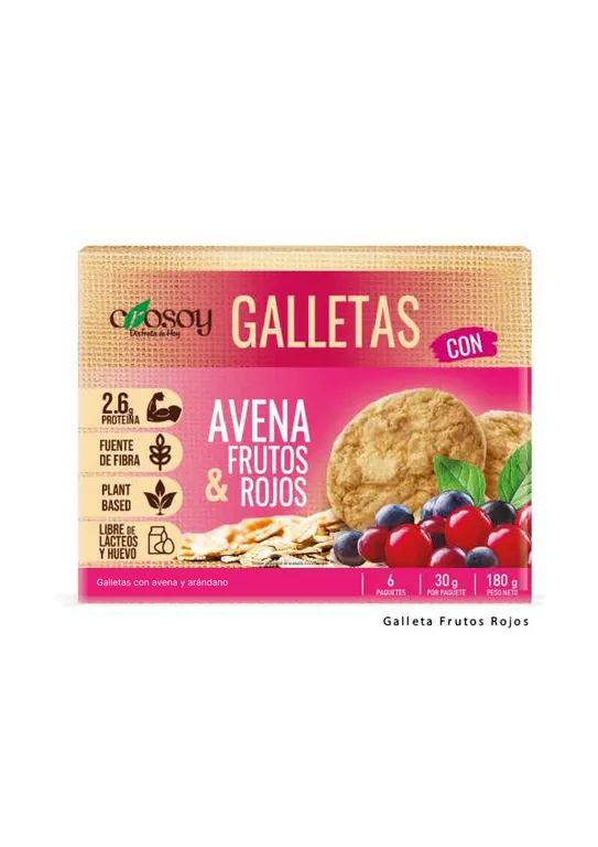 Galleta Crosoy con Avena y Frutos Rojos Caja 180 g