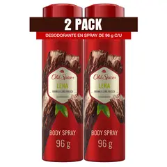 OLD SPICE - Desodorante en Spray Old Spice para Hombre Leña Empaque 2 Und