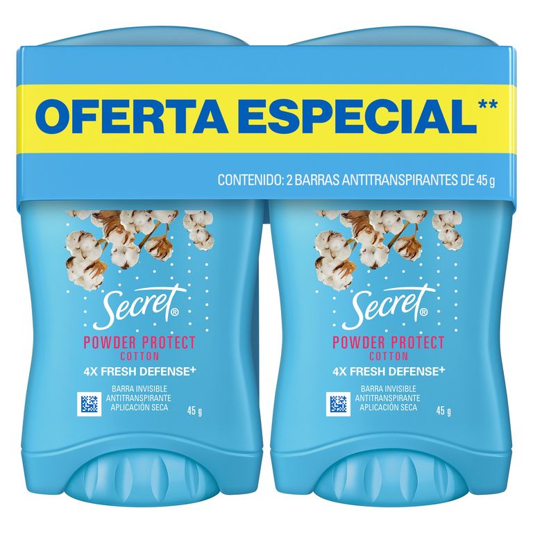 Antitranspirante en Barra Secret Powder Protect Cotton Empaque 2 Und