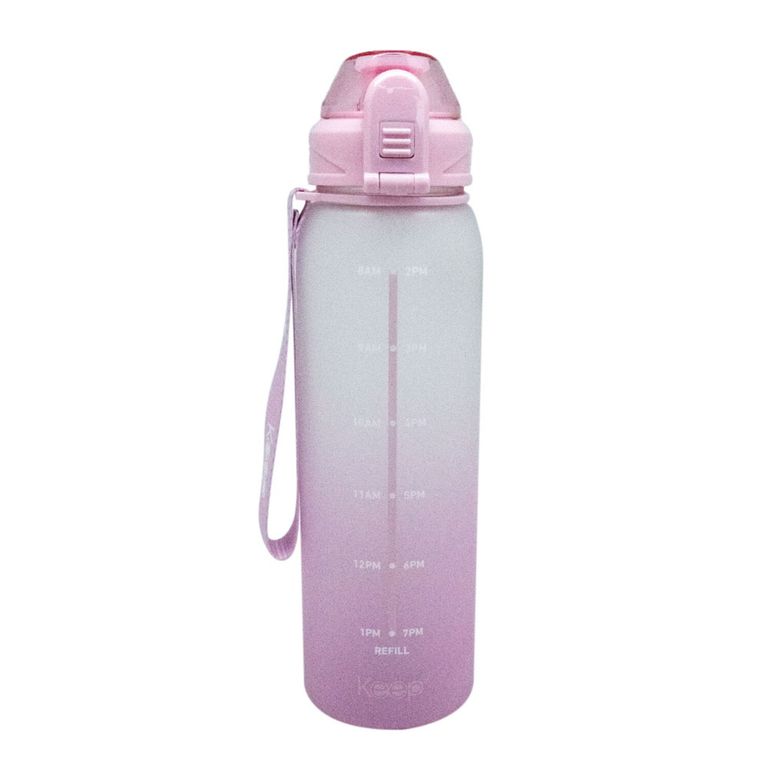 Botella Medidas Keep Rubber Rosado 1L