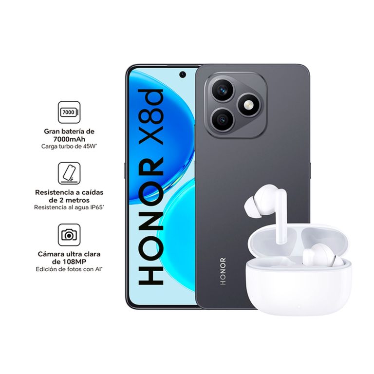 Smartphone Honor X8D 8+256Gb Black+Earbuds X7 Lite