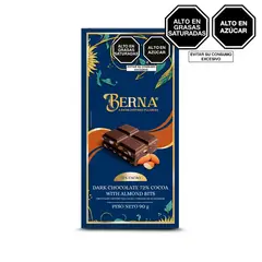 BERNA NEGUSA - Tableta de Chocolate Berna Trozos de Almendra Caja 90 g