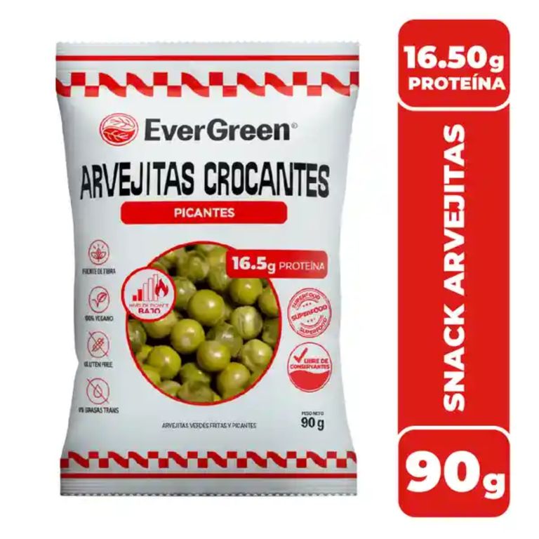 Arvejitas Crocantes Picantes Evergreen Bolsa 90 g