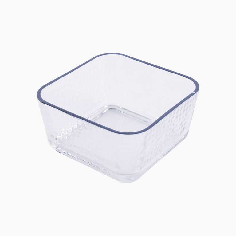 Bowl Casa Joven Vidrio Bella Ciao Cuadrado Borde Azul