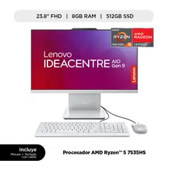 LENOVO - All In One Lenovo IdeaCentre AIO AMD Ryzen 5 8GB RAM 512GB SSD 23.8" FHD 100 Hz