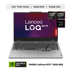LENOVO - Laptop Gamer Lenovo LOQ AMD Ryzen 7 250 16GB RAM 512GB SSD RTX 5050 8GB 15.6" FHD 144Hz