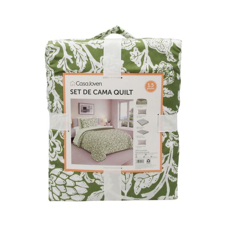 SET DE CAMA QUILT 1.5 OLIVO