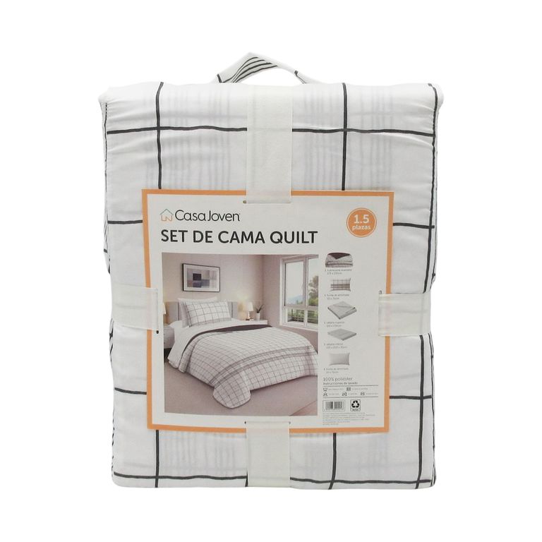 SET DE CAMA QUILT 1.5 CHARCOAL