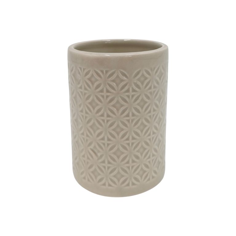 PORTACEPILLOS CERAMICA ROMBOS TAUPE
