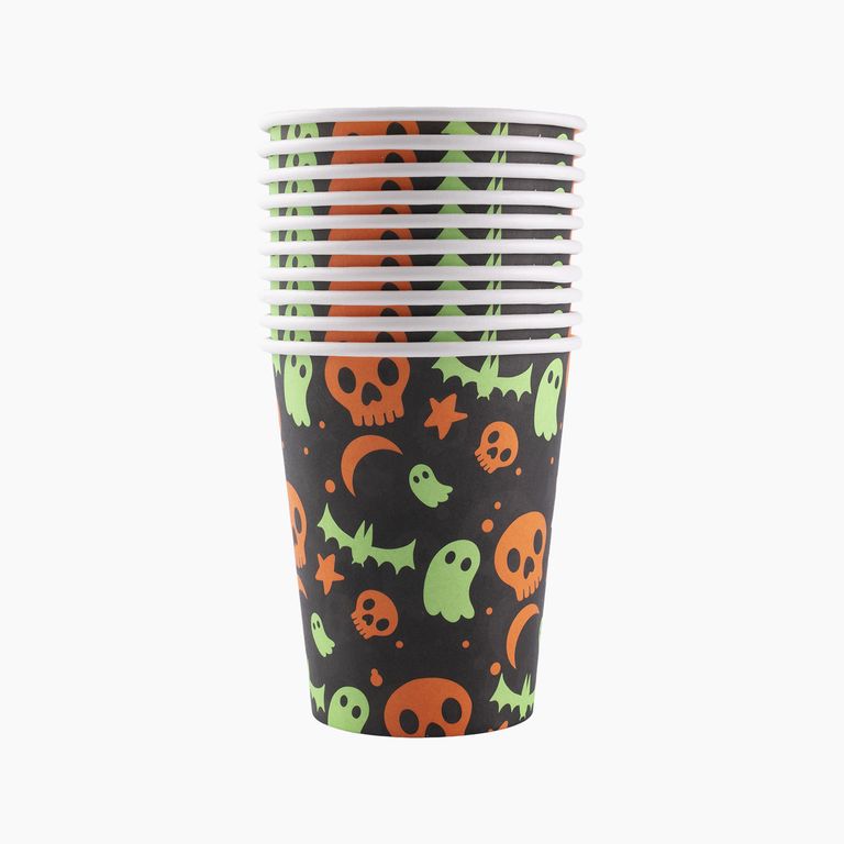 Set x10 Vasos Descartables Calaveras Halloween