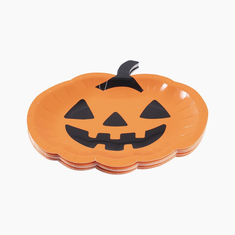 Set x10 Platos Descartables Calabaza Halloween