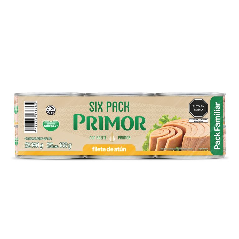 Atún Primor Filete Sixpack Lata 140 g