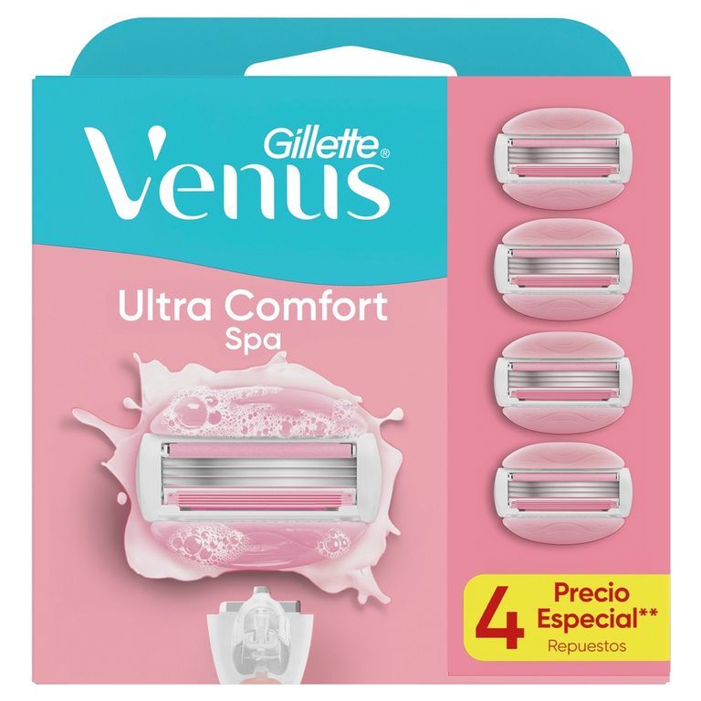 Repuesto Máquina de Afeitar Mujer Gillette Venus Ultra Comfort Spa Empaque 4 Und