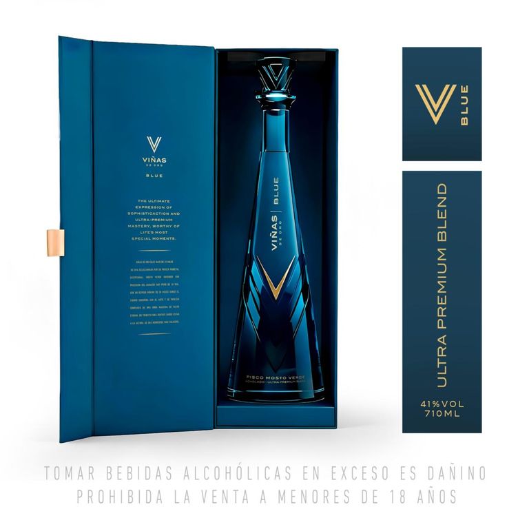 Pisco Viñas de Oro Mosto Verde Acholado Blue Botella 710 mL