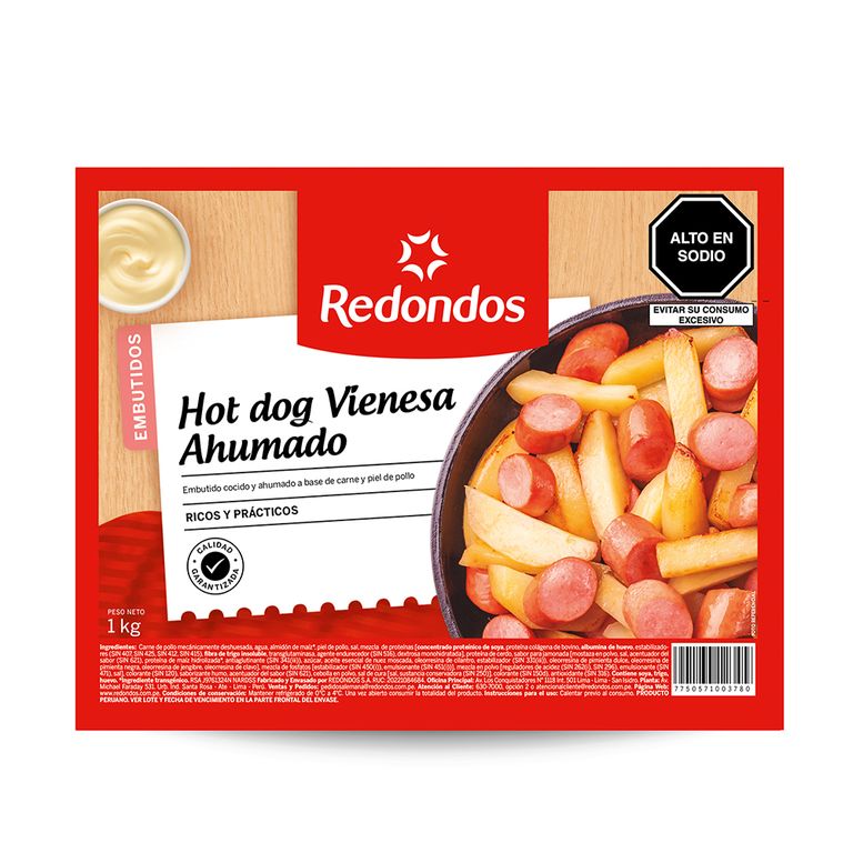 Hot Dog Vienesa Ahumado Redondos Empaque 1 Kg