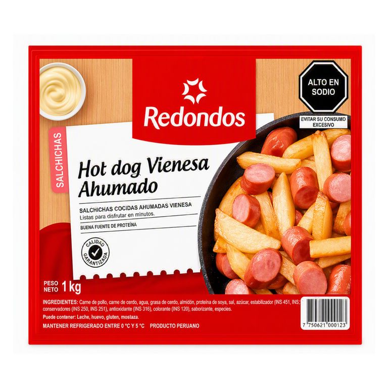 Hot Dog Vienesa Ahumado Redondos Empaque 1 Kg