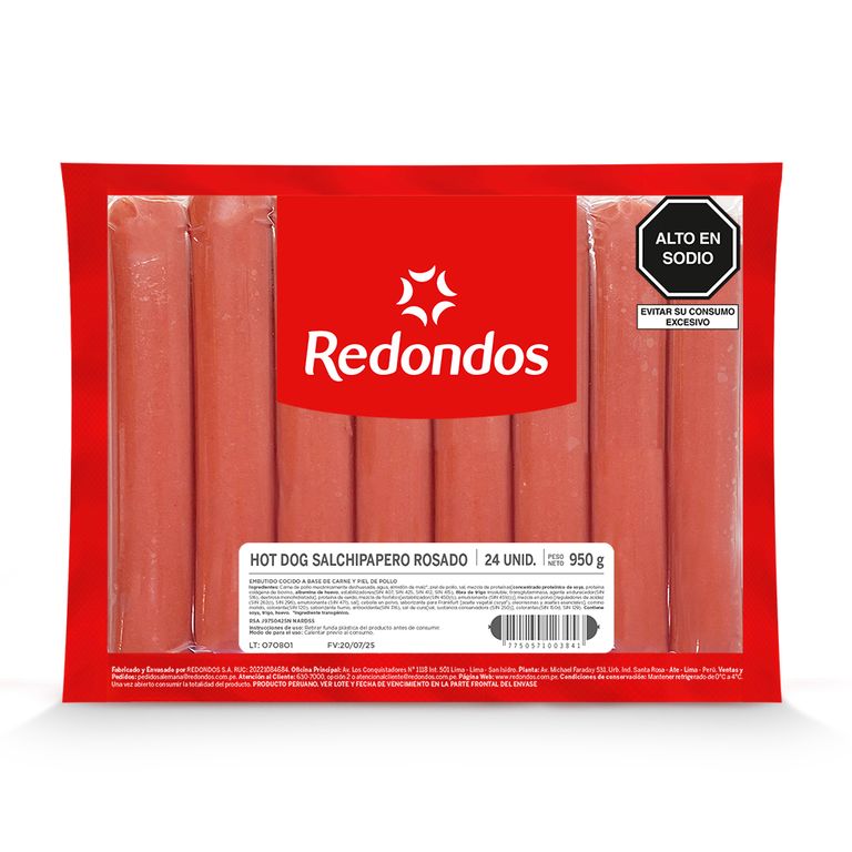 Hot Dog Salchipapero Rosado Redondos Empaque 950 g