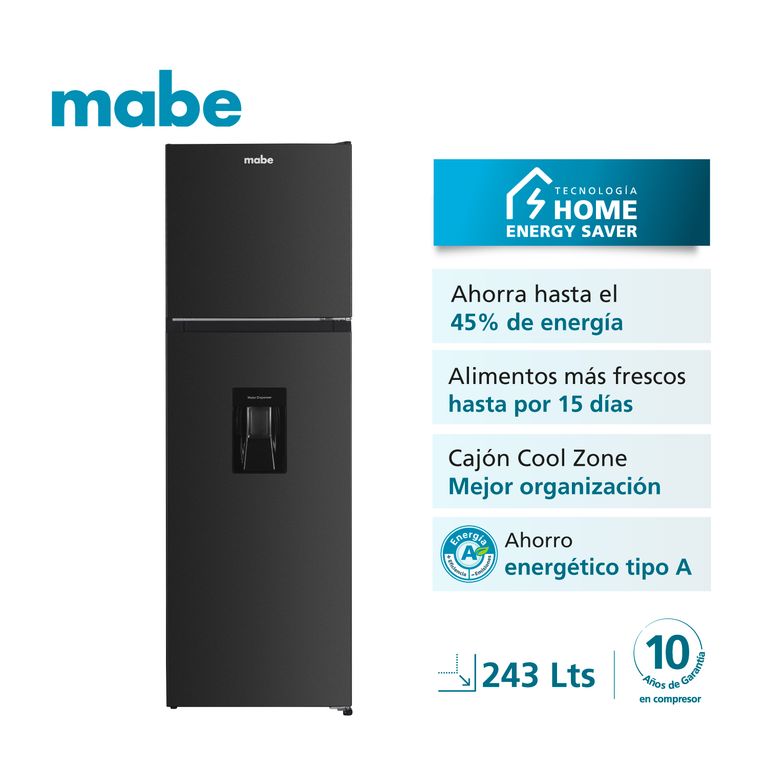 Refrigeradora Mabe Black Steel 243L