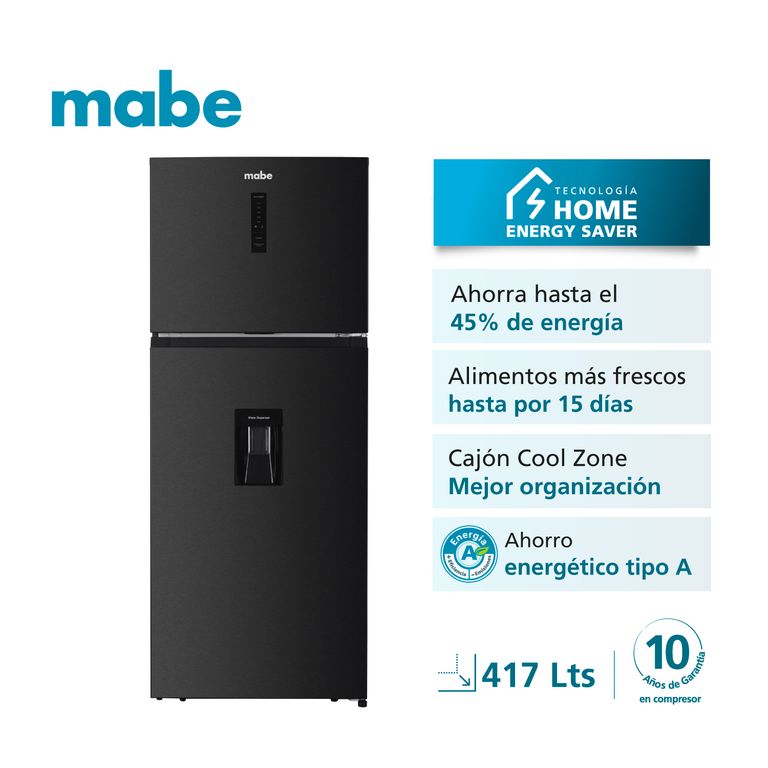 Refrigeradora Mabe Black Steel 417L