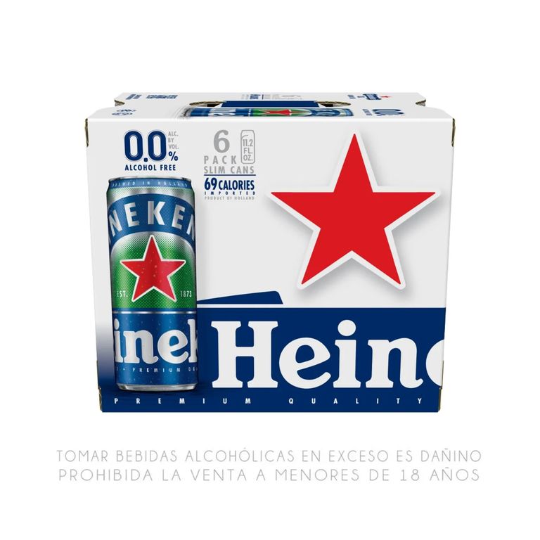 Cerveza Heineken 0.0 Libre de Alcohol Sixpack Lata 330 mL