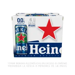 HEINEKEN - Cerveza Heineken 0.0 Libre de Alcohol Sixpack Lata 330 mL