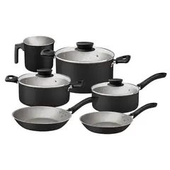 TRAMONTINA - Batería de Cocina Tramontina Linz Negro 9 Piezas