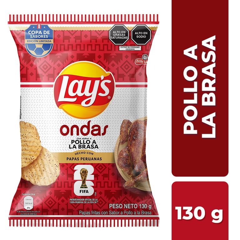 Papas Lays Ondas Pollo a la Brasa Bolsa 130 g