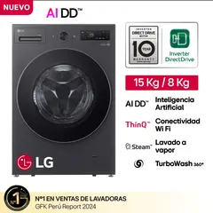LG - LAVADORA WD15EBNTSPG NEGRO MATE LG