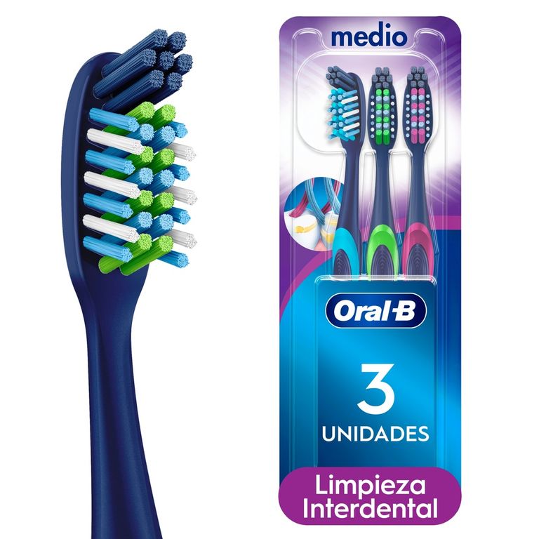 Cepillo de Dientes Oral-B CrissCross Cerdas Medias Empaque 3 Und