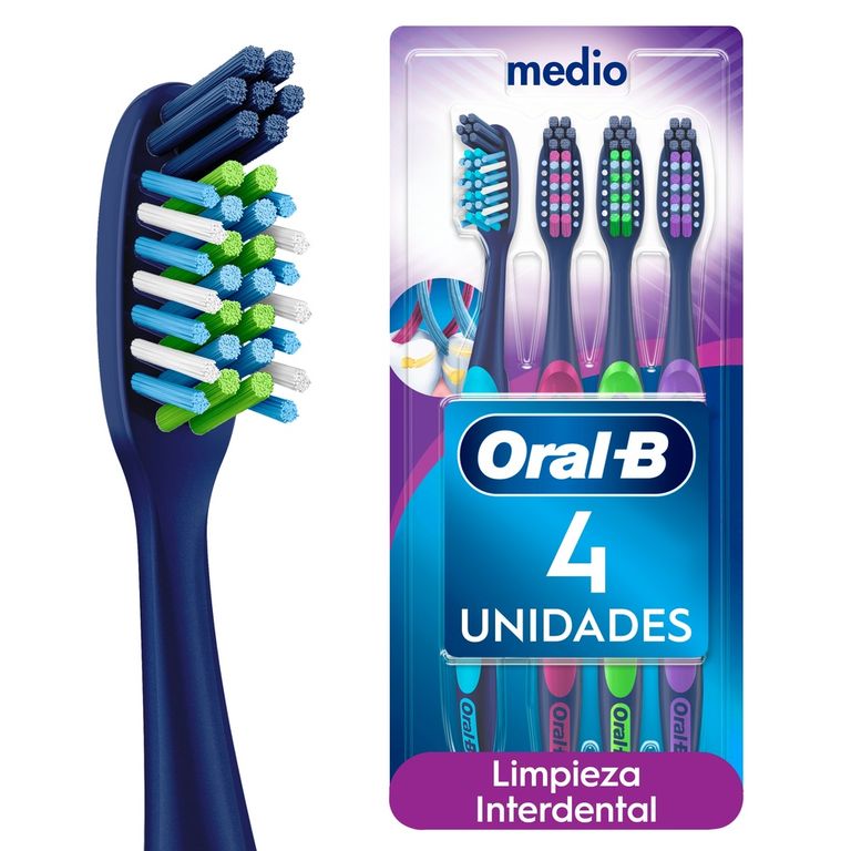 Cepillo de Dientes Oral-B CrissCross Cerdas Medias Empaque 4 Und