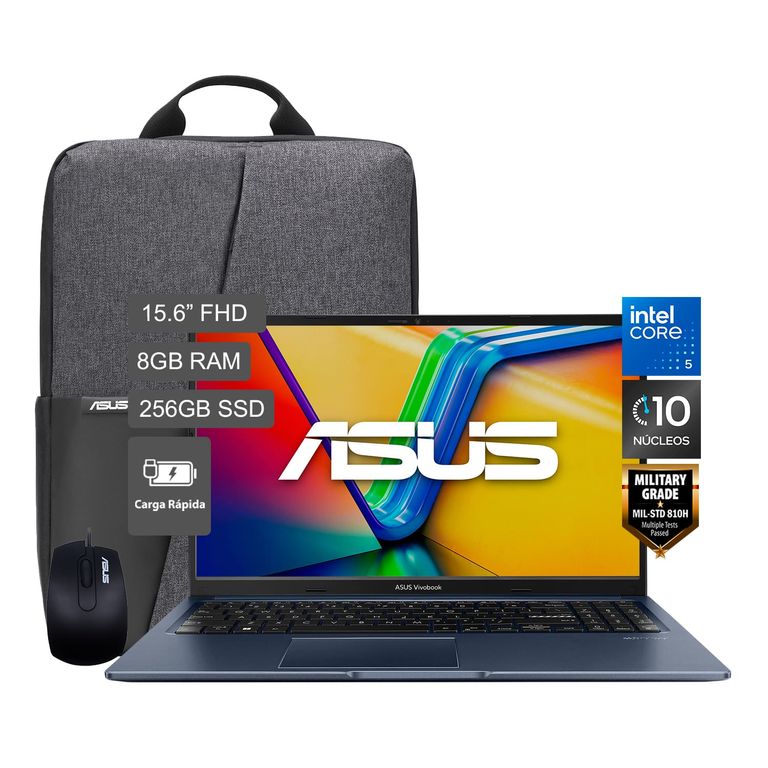 Laptop ASUS Vivobook 15 C5 120U 256GB 8GB Mochila + Mouse